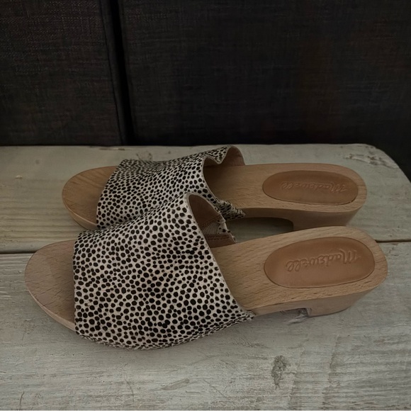 MADEWELL The Evelyn Clog Slide Sandal Cream Black Dots Calf Hair Size 7.5 - Picture 6 of 12